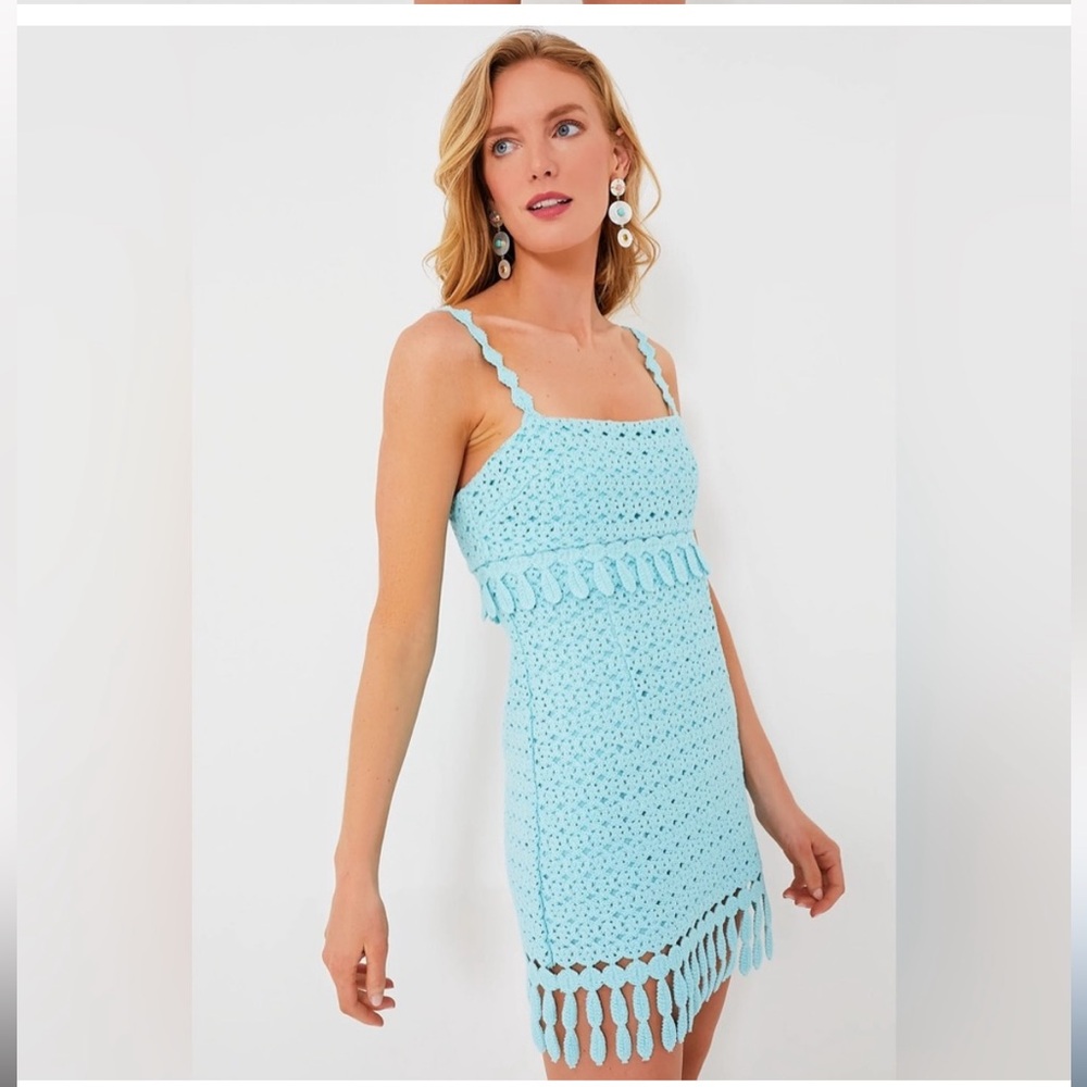 SAYLOR Light Blue Crochet Mini Dress